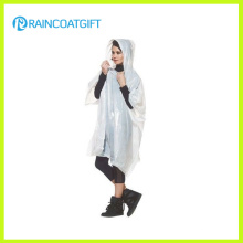 Adult Reusable White PVC Rain Poncho Rpe-045